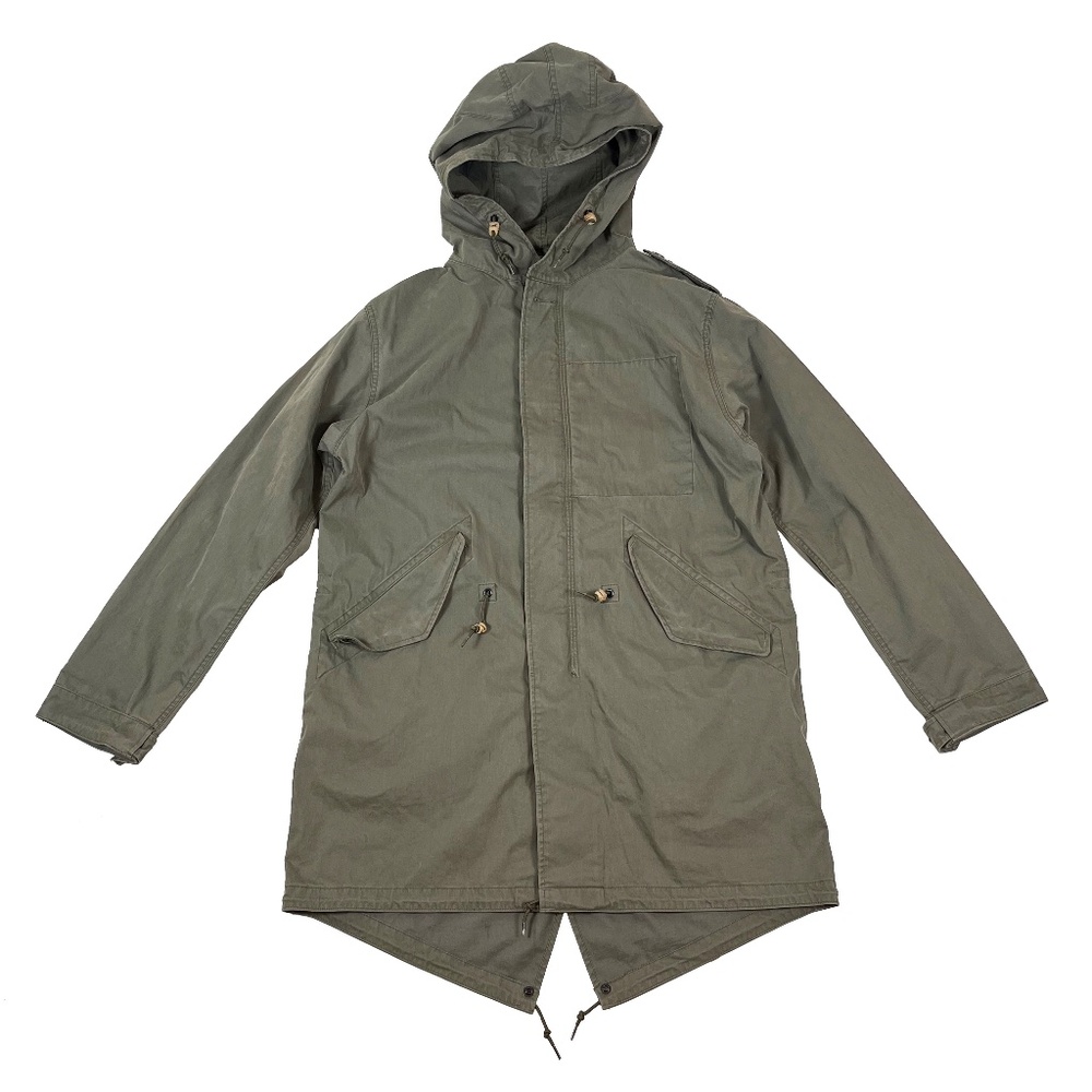 Relwen Hooded Fishtail Parka Full Zip Unlined Military Coat